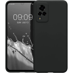 KWmobile Soft Slim Flexible Rubber Cover with Camera Protector - Θήκη Σιλικόνης Vivo V21 με Πλαίσιο Κάμερας - Black Matte (59907.47)