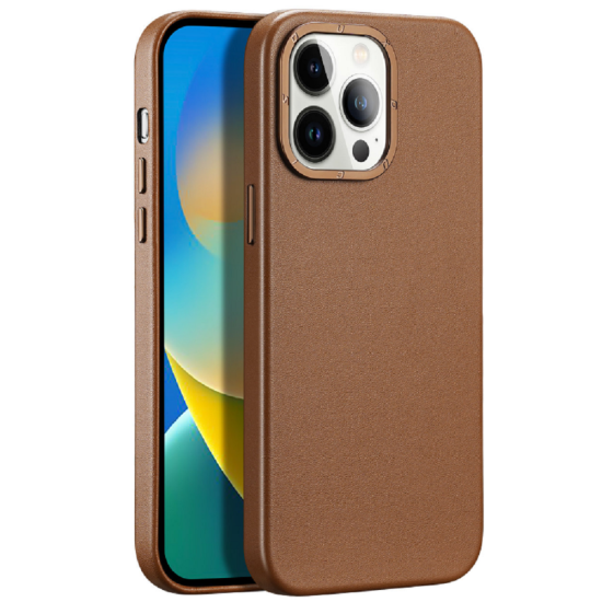 Duxducis Grit Elegant PU Leather - Σκληρή Θήκη MagSafe Apple iPhone 14 Pro Max - Brown (6934913035016)