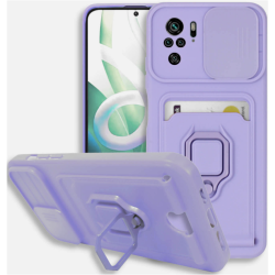 Bodycell Multifunction - Ανθεκτική Θήκη Xiaomi Redmi Note 10 / Note 10S με Λουράκι Λαιμού / Κάλυμμα Κάμερας / Ring Holder / Υποδοχή Κάρτας - Purple (5206015005169)