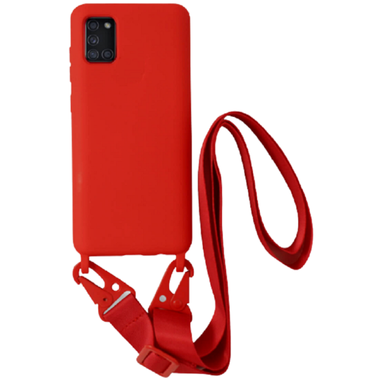Bodycell Θήκη Σιλικόνης με Λουράκι Λαιμού - Samsung Galaxy A31 - Red (5206015001376)