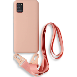 Bodycell Θήκη Σιλικόνης με Λουράκι Λαιμού - Samsung Galaxy A31 - Pink (5206015001369)