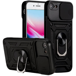Bodycell Armor Slide - Ανθεκτική Θήκη Apple iPhone SE 2022 / 2020 / 8 / 7 με Κάλυμμα για την Κάμερα & Μεταλλικό Ring Holder - Black (5206015005138)