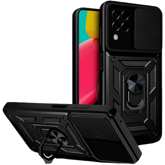 Bodycell Armor Slide - Ανθεκτική Θήκη Samsung Galaxy M33 με Κάλυμμα για την Κάμερα & Μεταλλικό Ring Holder - Black (5206015010712)
