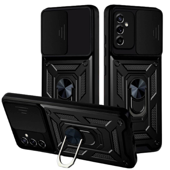 Bodycell Armor Slide - Ανθεκτική Θήκη Samsung Galaxy M52 5G με Κάλυμμα για την Κάμερα & Μεταλλικό Ring Holder - Black (5206015010729)