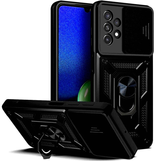 Bodycell Armor Slide - Ανθεκτική Θήκη Samsung Galaxy A23 με Κάλυμμα για την Κάμερα & Μεταλλικό Ring Holder - Black (5206015010613)