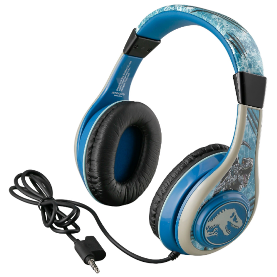 eKids Jurassic World - Ενσύρματα Ακουστικά Κεφαλής για Παιδιά με Ασφαλή Μέγιστη Ένταση Ήχου & 1 x Θύρα Jack 3.5mm - Light Blue / White (JW-140.UFX)