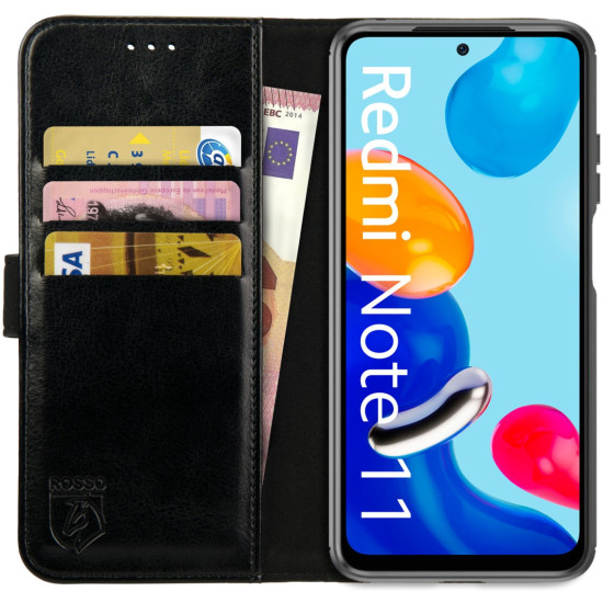 Rosso Element PU Θήκη Πορτοφόλι Xiaomi Redmi Note 11 / 11S - Black (8719246360923)