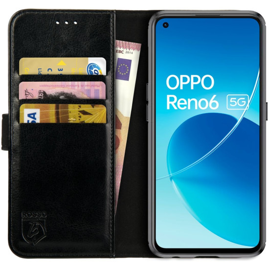 Rosso Element PU Θήκη Πορτοφόλι Oppo Reno6 5G - Black (8719246365959)