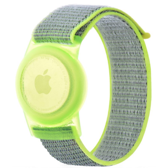 Tech Protect Nylon for Kids - Λουράκι / Θήκη Καρπού Apple AirTag 2 / 1 για Παιδιά - Lime (9589046926099)