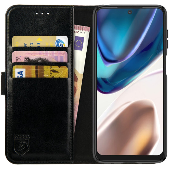 Rosso Element PU Θήκη Πορτοφόλι Motorola Moto G42 - Black (8719246365942)