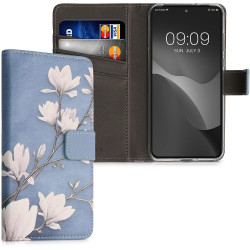 KWmobile Θήκη - Πορτοφόλι Motorola Edge 30 Neo - Magnolias / Taupe / White / Blue / Grey (60083.02)