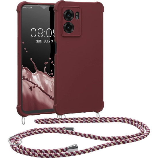 KWmobile Matte Θήκη Σιλικόνης με Λουράκι Λαιμού Realme Narzo 50 5G - Bordeaux Violet (60038.187)
