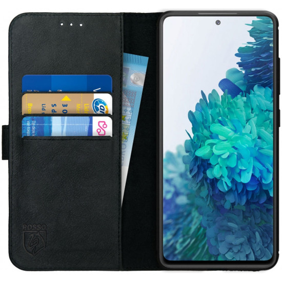 Rosso Deluxe Δερμάτινη Θήκη Πορτοφόλι Samsung Galaxy S20 FE - Black (8719246278617)