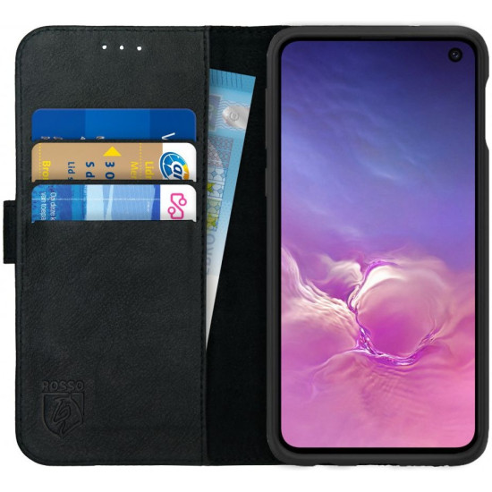 Rosso Deluxe Δερμάτινη Θήκη Πορτοφόλι Samsung Galaxy S10e - Black (8719246180965)