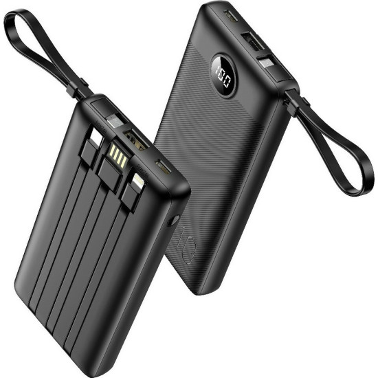 Veger PowerBank C10 - Φορητή Μπαταρία Φόρτισης με Ενσωματωμένα Καλώδια Type-C / USB-A / Lightning / MicroUSB και 1 x USB-A Θύρα - 10000mAh - Black (VP1116)