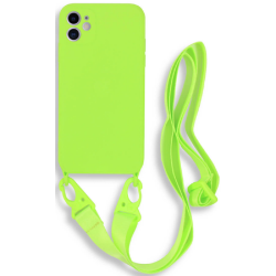 Bodycell Θήκη Σιλικόνης με Λουράκι Λαιμού - Apple iPhone 12 - Light Green (5206015000201)