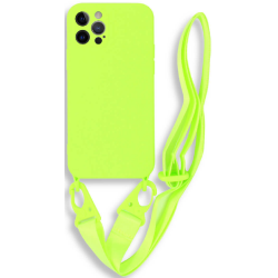 Bodycell Θήκη Σιλικόνης με Λουράκι Λαιμού - Apple iPhone 12 Pro Max - Light Green (5206015000263)