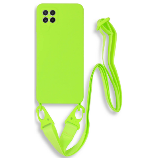 Bodycell Θήκη Σιλικόνης με Λουράκι Λαιμού - Samsung Galaxy A22 5G - Light Green (5206015001291)