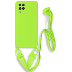 Bodycell Θήκη Σιλικόνης με Λουράκι Λαιμού - Samsung Galaxy A22 4G - Light Green (5206015001260)