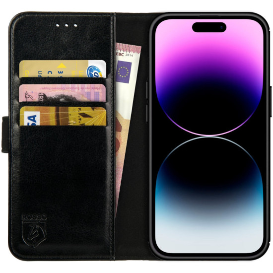 Rosso Element PU Θήκη Πορτοφόλι Apple iPhone 14 Pro - Black (8719246369414)