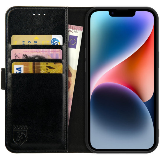 Rosso Element PU Θήκη Πορτοφόλι Apple iPhone 14 - Black (8719246369391)