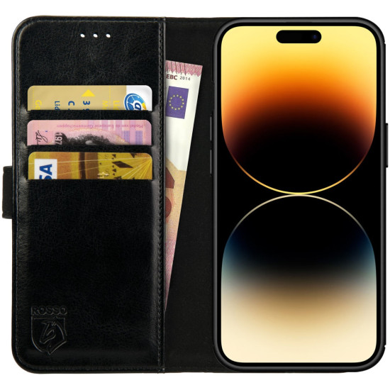 Rosso Element PU Θήκη Πορτοφόλι Apple iPhone 14 Pro Max - Black (8719246369421)