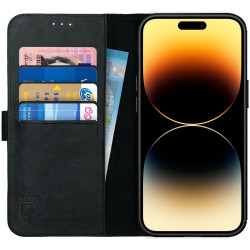 Rosso Deluxe Δερμάτινη Θήκη Πορτοφόλι Apple iPhone 14 Pro Max - Black (8719246366727)