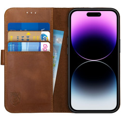 Rosso Deluxe Δερμάτινη Θήκη Πορτοφόλι Apple iPhone 14 Pro - Brown (8719246366697)