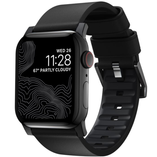 Nomad Active Band Pro - Αδιάβροχο Δερμάτινο Λουράκι με Σιλικόνη - Apple Watch Ultra/SE/11/10/9/8/7/6/5/4 (49/46/45/44mm) - Black (NM1A41BNW0)