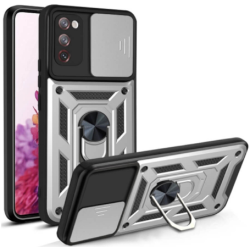 Bodycell Armor Slide - Ανθεκτική Θήκη Samsung Galaxy S20 FE με Κάλυμμα για την Κάμερα & Μεταλλικό Ring Holder - Silver (5206015014437)