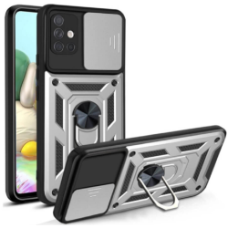 Bodycell Armor Slide - Ανθεκτική Θήκη Samsung Galaxy A71 με Κάλυμμα για την Κάμερα & Μεταλλικό Ring Holder - Silver (5206015014390)