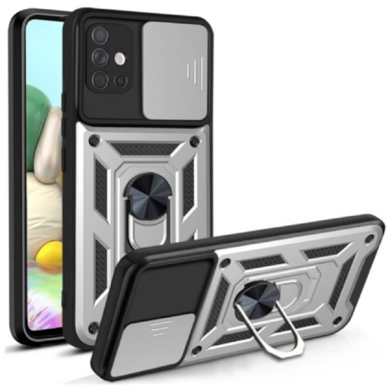 Bodycell Armor Slide - Ανθεκτική Θήκη Samsung Galaxy A71 με Κάλυμμα για την Κάμερα & Μεταλλικό Ring Holder - Silver (5206015014390)
