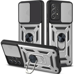 Bodycell Armor Slide - Ανθεκτική Θήκη Samsung Galaxy A32 4G με Κάλυμμα για την Κάμερα & Μεταλλικό Ring Holder - Silver (5206015014307)