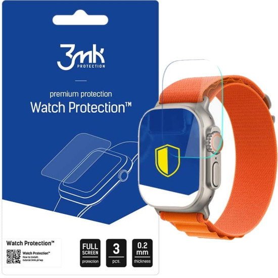 3MK Premium Flexible Glass - Αντιχαρακτικό Υβριδικό Προστατευτικό Γυαλί - Apple Watch Ultra 3 / Ultra 2 / Ultra 1 49mm - 0.2mm - 3 Τεμάχια (5903108491198)