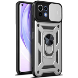 Bodycell Armor Slide - Ανθεκτική Θήκη Xiaomi Mi 11 Lite με Κάλυμμα για την Κάμερα & Μεταλλικό Ring Holder - Silver (5206015014758)