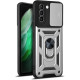 Bodycell Armor Slide - Ανθεκτική Θήκη Samsung Galaxy S21 FE 5G με Κάλυμμα για την Κάμερα & Μεταλλικό Ring Holder - Silver (5206015014451)