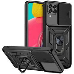 Alogy Camshield Stand Ring - Ανθεκτική Θήκη Samsung Galaxy M53 με Κάλυμμα για την Κάμερα & Μεταλλικό Ring Holder - Black (5907765676141)