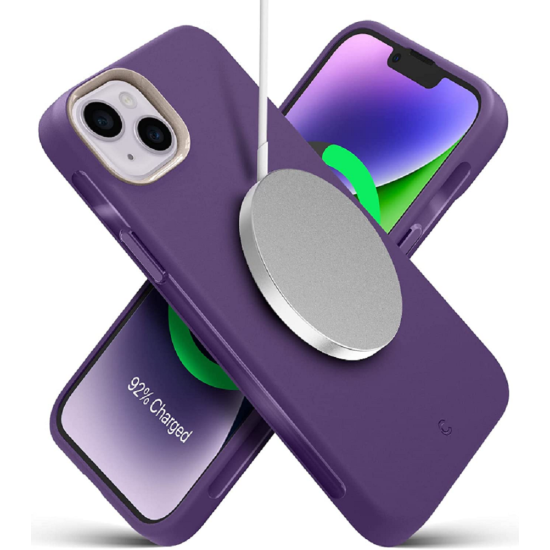 Spigen Cyrill UltraColor Mag - MagSafe Θήκη Σιλικόνης με Λουράκι Χειρός - Apple iPhone 15 Plus / 14 Plus - Taro (ACS05489)