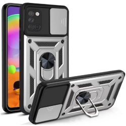 Bodycell Armor Slide - Ανθεκτική Θήκη Samsung Galaxy A31 με Κάλυμμα για την Κάμερα & Μεταλλικό Ring Holder - Silver (5206015014291)