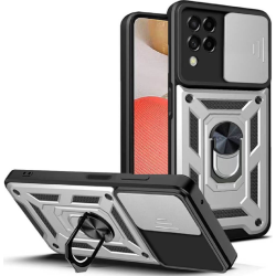Bodycell Armor Slide - Ανθεκτική Θήκη Samsung Galaxy A42 5G με Κάλυμμα για την Κάμερα & Μεταλλικό Ring Holder - Silver (5206015014345)
