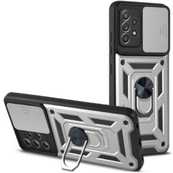 Bodycell Armor Slide - Ανθεκτική Θήκη Samsung Galaxy A72 με Κάλυμμα για την Κάμερα & Μεταλλικό Ring Holder - Silver (5206015014406)
