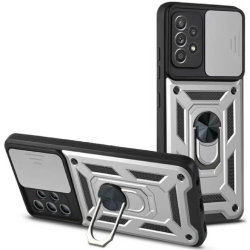 Bodycell Armor Slide - Ανθεκτική Θήκη Samsung Galaxy A32 5G με Κάλυμμα για την Κάμερα & Μεταλλικό Ring Holder - Silver (5206015014314)
