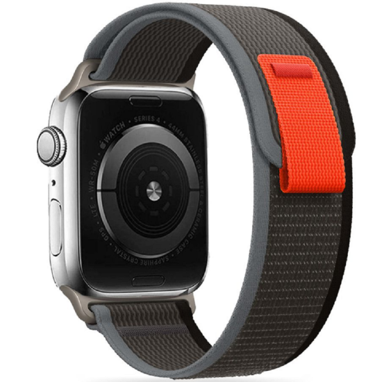 Tech-Protect Nylon Λουράκι - Apple Watch Ultra/SE/11/10/9/8/7/6/5/4 (49/46/45/44mm) - Black / Orange (9490713929742)
