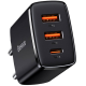 Baseus Compact Quick Charger - Φορτιστής Ταξιδιού με 2 x USB-Α / 1 x Type-C - 30W - Black (CCXJ-E01)
