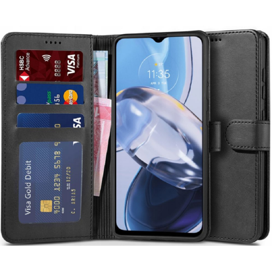 Tech-Protect Wallet - Θήκη Πορτοφόλι Motorola Moto E22 / E22i - Black (9490713927205)