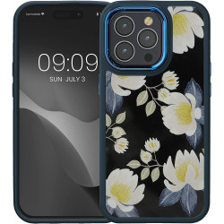 KWmobile Crystal Hard Case - Σκληρή Διάφανη Θήκη με TPU Bumper - Apple iPhone 14 Pro Max - White Blossoms / Yellow / Dark Blue / White (60469.02)