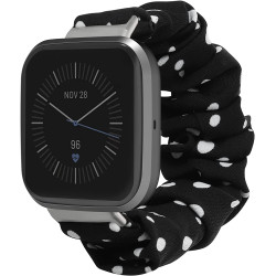 KW Ελαστικό Λουράκι Scrunchie Fitbit Versa 4 / Sense 2 / Versa 3 / Sense - White / Black (60481.01)
