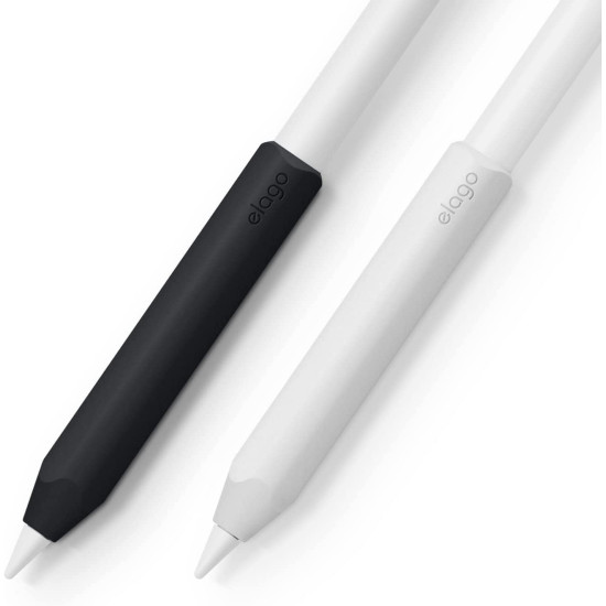Elago Pencil Grip Holder - Θήκη Premium Σιλικόνης Apple Pencil 2nd Gen - White / Black - 2 Τεμάχια (EAPEN2-GRIP-WHBK)