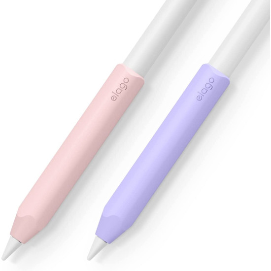 Elago Pencil Grip Holder - Θήκη Premium Σιλικόνης Apple Pencil 2nd Gen - Lovely Pink / Lavender - 2 Τεμάχια (EAPEN2-GRIP-LPKLV)