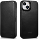 iCarer Curved Edge Oil Wax Leather Folio - Δερμάτινη MagSafe Flip Θήκη-Πορτοφόλι - Apple iPhone 14 Plus - Black (AKI14220707-BK)